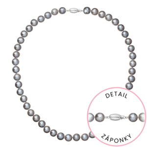 Evolution Group Perlový náhrdelník z říčních perel se zapínáním z bílého 14 karátového zlata 822028.3/9271B grey obraz