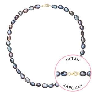 Evolution Group Perlový náhrdelník z říčních perel se zapínáním ze 14 karátového zlata 922027.3/9260 peacock obraz
