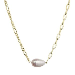 Evolution Group Pozlacený stříbrný náhrdelník s říční oválnou perlou 22049.1 obraz