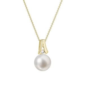 Evolution Group Zlatý 14 karátový náhrdelník s bílou říční perlou a briliantem 92PB00031 obraz
