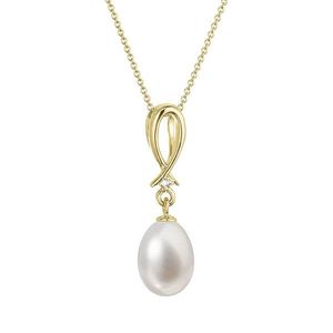 Evolution Group Zlatý 14 karátový náhrdelník s bílou říční perlou a briliantem 92PB00034 obraz