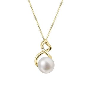 Evolution Group Zlatý 14 karátový náhrdelník s bílou říční perlou a briliantem 92PB00037 obraz