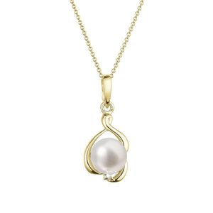 Evolution Group Zlatý 14 karátový náhrdelník s bílou říční perlou a briliantem 92PB00052 obraz