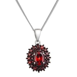 Evolution Group Stříbrný náhrdelník luxusní s pravými kameny rudé 12091.3 garnet obraz