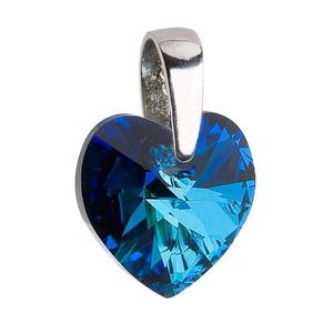 Evolution Group Stříbrný přívěsek s krystaly Swarovski modré srdce 34003.5 bermuda blue obraz
