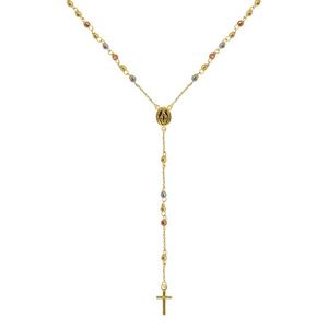 Evolution Group Zlatý 14 karátový náhrdelník růženec s křížem a medailonkem s Pannou Marií RŽ07 multi obraz