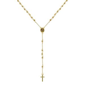 Evolution Group Zlatý 14 karátový náhrdelník růženec s křížem a medailonkem s Pannou Marií RŽ10 zlatý obraz