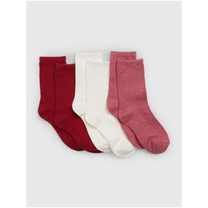 Sada tří párů holčičích ponožek v červené, bílé a růžové barvě GAP obraz