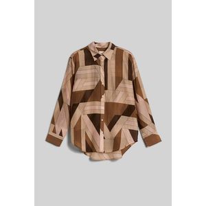 HALENKA GANT REL LETTERS PRINT COT SILK SHIRT hnědá 46 obraz