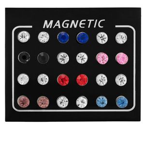Troli Moderní sada magnetických náušnic s barevnými krystaly (pecky, mini brož) obraz