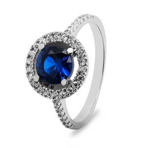 Brilio Silver Luxusní stříbrný prsten s modrým zirkonem RI031W 54 mm obraz
