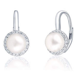 JwL Luxury Pearls Elegantní stříbrné náušnice s perlou a zirkony JL0640 obraz