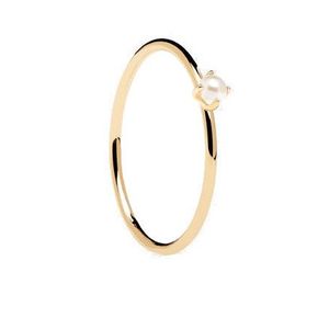 PDPAOLA Elegantní pozlacený prsten s perlou Solitary Pearl Essentials AN01-160 48 mm obraz