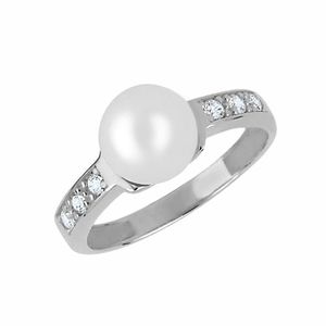 Brilio Půvabný prsten z bílého zlata s krystaly a pravou perlou 225 001 00237 07 60 mm obraz