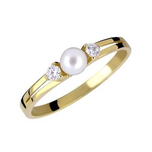 Brilio Něžný prsten ze žlutého zlata s krystaly a pravou perlou 225 001 00241 00 50 mm obraz
