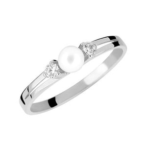 Brilio Něžný prsten z bílého zlata s krystaly a pravou perlou 225 001 00241 07 52 mm obraz