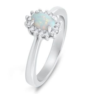 Brilio Silver Elegantní stříbrný prsten s opálem a zirkony RI106W 52 mm obraz