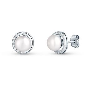 JwL Luxury Pearls Něžné stříbrné náušnice se zirkony a pravou perlou JL0832 obraz