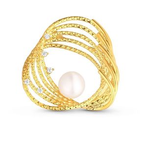 JwL Luxury Pearls Pozlacená perlová brož s pravou perlou a zirkony JL0846 obraz