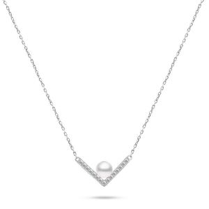 Brilio Silver Elegantní stříbrný náhrdelník s pravou perlou NCL56W obraz