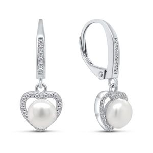 Brilio Silver Elegantní stříbrné náušnice s perlou a zirkony EA87 obraz