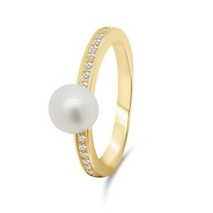 Brilio Silver Elegantní pozlacený prsten s pravou perlou RI055Y 50 mm obraz