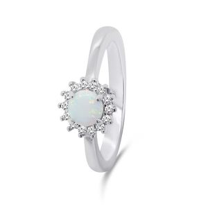 Brilio Silver Nádherný stříbrný prsten s opálem a zirkony RI056W 50 mm obraz