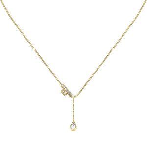 Trussardi Jemný pozlacený náhrdelník s krystaly T-Logo TJAXC07 obraz