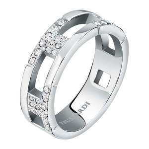 Trussardi Slušivý ocelový prsten se zirkony T-Logo TJAXC40 52 mm obraz