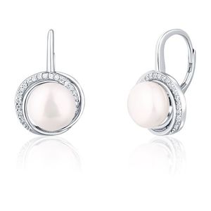 JwL Luxury Pearls Luxusní stříbrné náušnice s perlou a zirkony JL0738 obraz