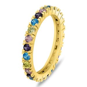 Brilio Silver Hravý pozlacený prsten s barevnými zirkony RI116YRBW 52 mm obraz