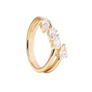 PDPAOLA Blyštivý pozlacený prsten se zirkony Terra Essentials AN01-861 54 mm obraz