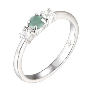 Brilio Silver Blýštivý stříbrný prsten se smaragdem Precious Stone SR09003D 54 mm obraz