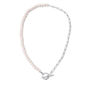 JwL Luxury Pearls Trendy ocelový náhrdelník s pravými říčními perlami JL0788 obraz
