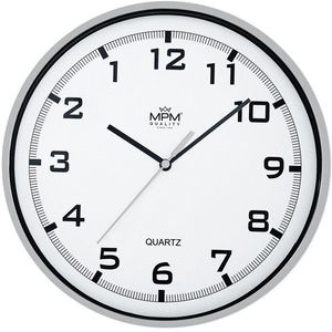 MPM Quality Designové plastové hodiny stříbrné MPM E01.2478.70.A ZPĚTNÝ CHOD obraz