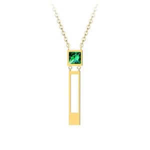 Preciosa Pozlacený ocelový náhrdelník Straight se zeleným křišťálem Preciosa 7391Y66 obraz