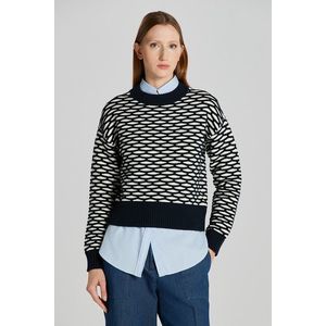 SVETR GANT INTARSIA C-NECK modrá XXL obraz