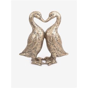 Dekorační soška Kissing Ducks Heart ve zlaté barvě SIFCON obraz