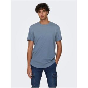 Modré pánské basic tričko ONLY & SONS Matt Longy obraz