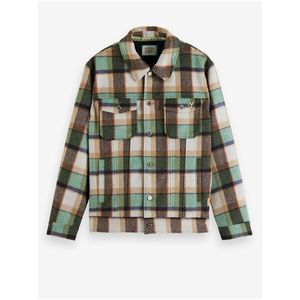 Hnědo-zelená pánská košilová bunda s příměsí vlny Scotch & Soda obraz