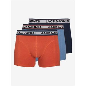 Sada tří pánských boxerek v modré a oranžové barvě Jack & Jones obraz