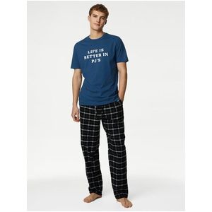 Tmavě modré pánské pyžamové tričko Marks & Spencer námořnická modrá obraz