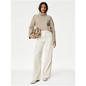Krémové dámské široké manšestrové kalhoty Marks & Spencer obraz