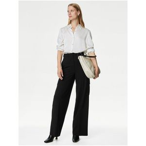 Černé dámské kapsáčové široké kalhoty Marks & Spencer obraz
