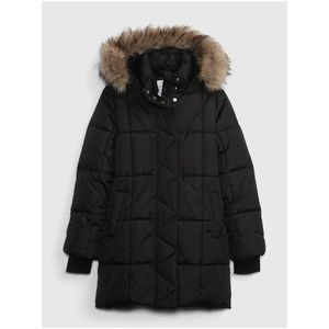 Černá holčičí zimní prošívaná bunda s kapucí GAP obraz