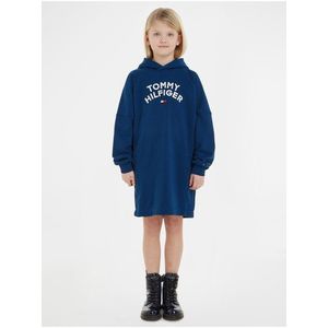 Modré holčičí mikinové šaty s kapucí Tommy Hilfiger obraz