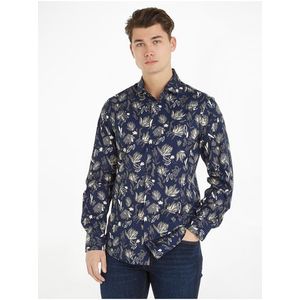 Tmavě modrá pánská vzorovaná košile Tommy Hilfiger Floral Print obraz