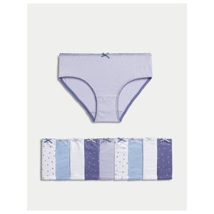 Sada deseti holčičích kalhotek v fialové, bílé a modré barvě Marks & Spencer obraz