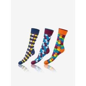 Sada tří párů unisex vzorovaných ponožek v modré, vínové a oranžové barvě Bellinda Crazy Socks obraz