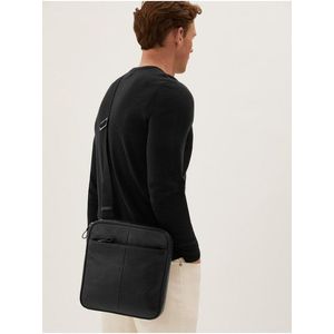 Černá pánská kožená crossbody taška Marks & Spencer obraz